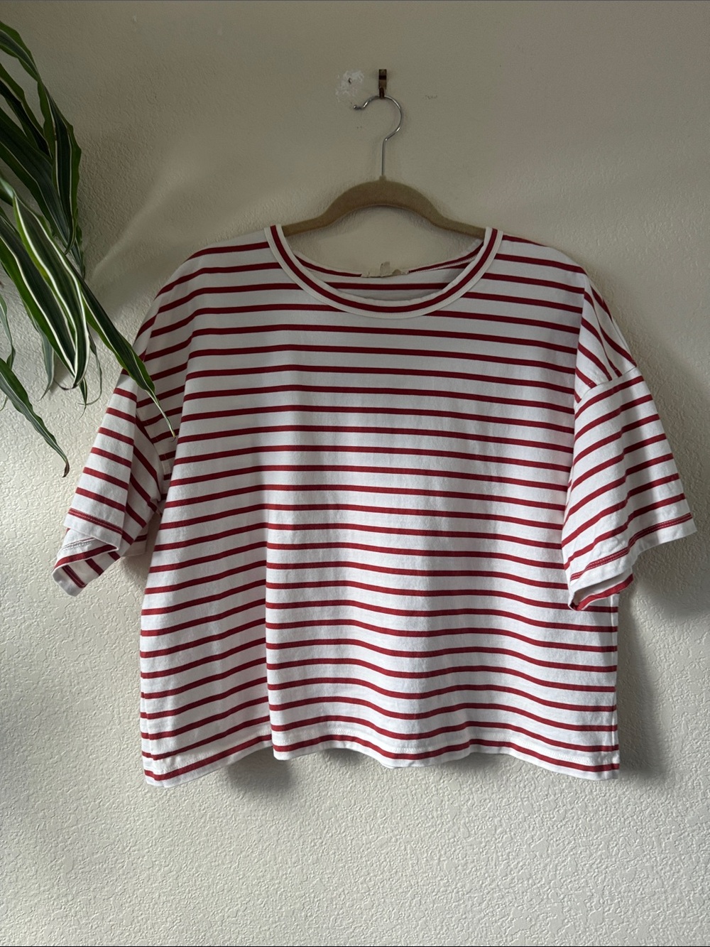Madewell Red & White Striped Short Sleeve Tee